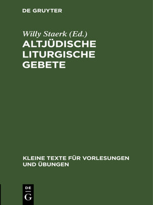 cover image of Altjüdische liturgische Gebete